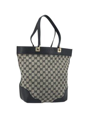 GUCCI GG Canvas Tote Bag Black Gold 272377